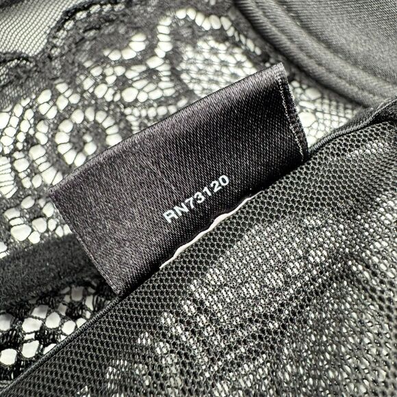 FREDERICKS OF HOLLYWOOD Small Black Lace Demi Cup Sheer Corset Top Garter Clips - Picture 7 of 10